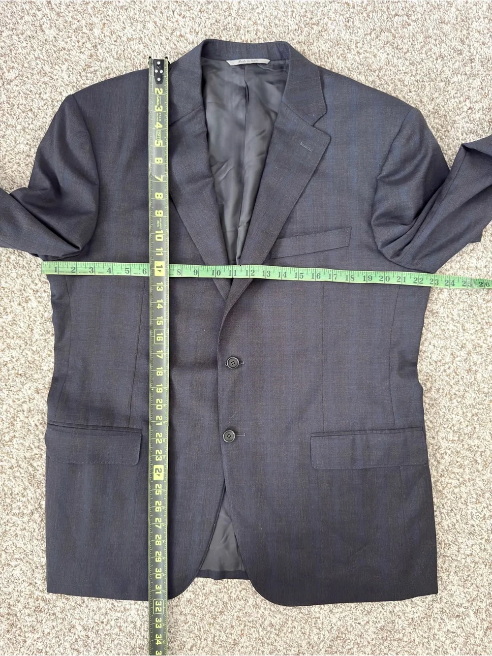 Canali Gray, Blue Blazer Coat Made In Italy 100% Wool Size EU 54 (US 44)
